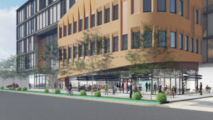 Rendering of the street level view at 305 Western Ave